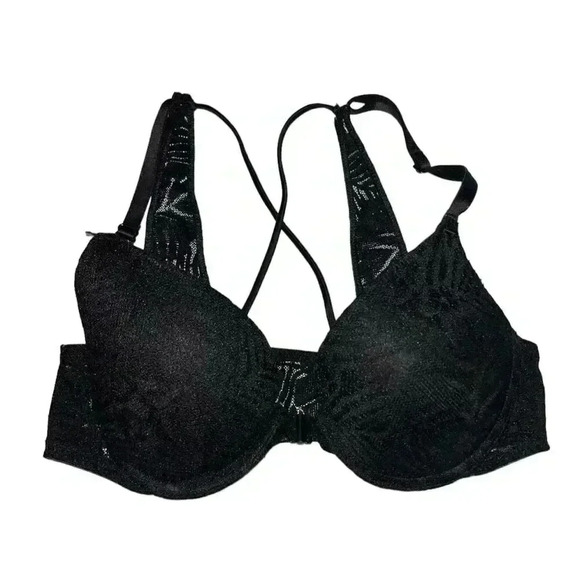 Victoria's Secret PINK Push Up Bra Lace Size 32B Leafy Palm Strappy - Picture 1 of 5